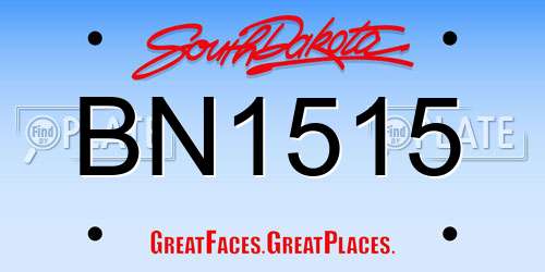 BN1515 South Dakota License Plate