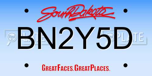 BN2Y5D South Dakota License Plate
