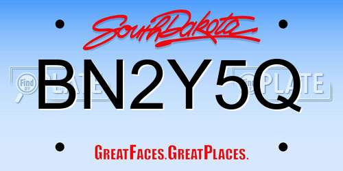 BN2Y5Q South Dakota License Plate