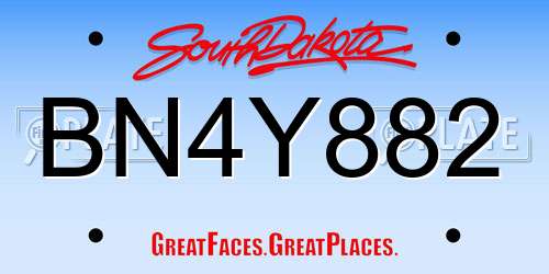 BN4Y882 South Dakota License Plate