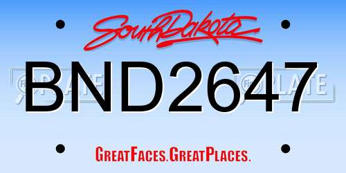 BND2647 South Dakota License Plate