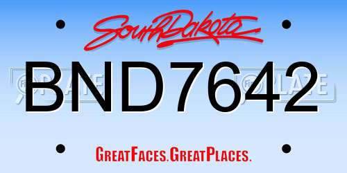 BND7642 South Dakota License Plate