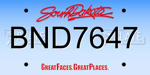 BND7647 South Dakota License Plate