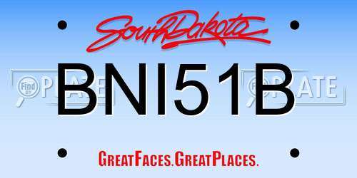 BNI51B South Dakota License Plate
