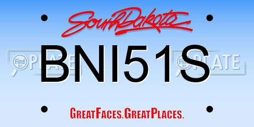 BNI51S South Dakota License Plate