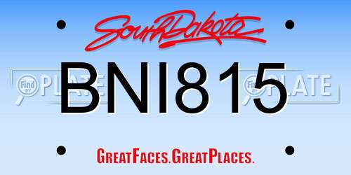 BNI815 South Dakota License Plate