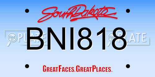 BNI818 South Dakota License Plate