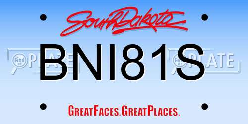 BNI81S South Dakota License Plate