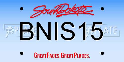 BNIS15 South Dakota License Plate