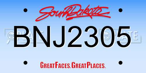 BNJ2305 South Dakota License Plate