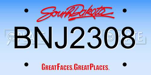 BNJ2308 South Dakota License Plate