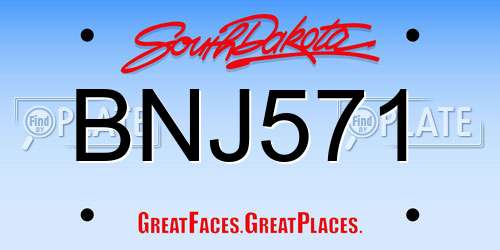 BNJ571 South Dakota License Plate