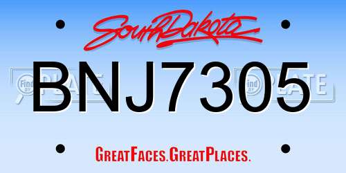 BNJ7305 South Dakota License Plate