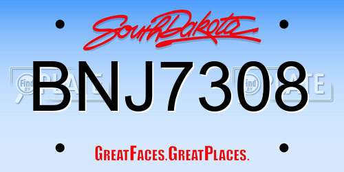 BNJ7308 South Dakota License Plate