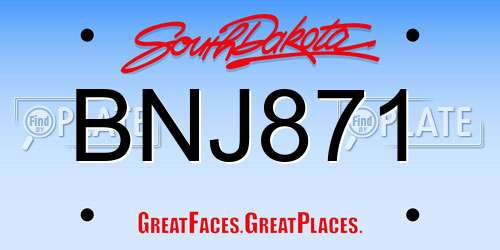 BNJ871 South Dakota License Plate