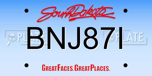 BNJ87I South Dakota License Plate