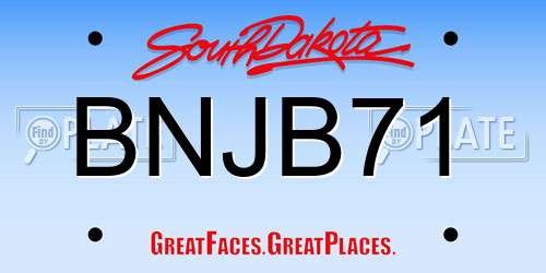 BNJB71 South Dakota License Plate