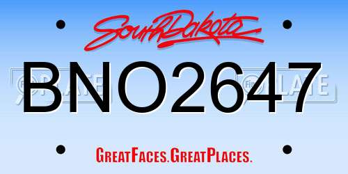 BNO2647 South Dakota License Plate