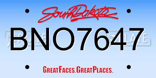 BNO7647 South Dakota License Plate