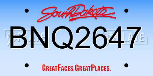 BNQ2647 South Dakota License Plate