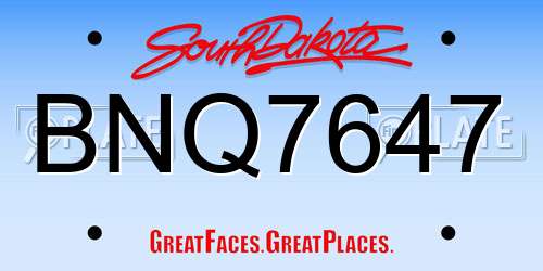 BNQ7647 South Dakota License Plate