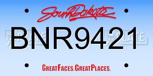 BNR9421 South Dakota License Plate