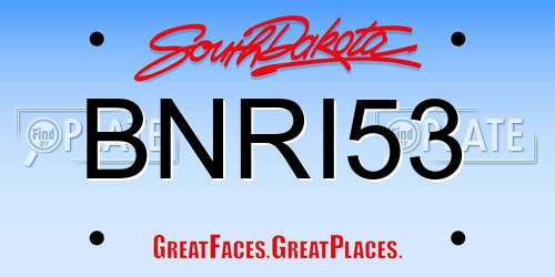 BNRI53 South Dakota License Plate