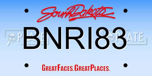BNRI83 South Dakota License Plate
