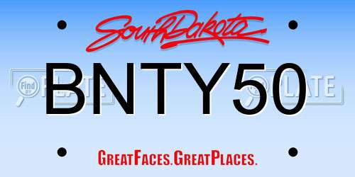 BNTY50 South Dakota License Plate