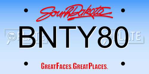 BNTY80 South Dakota License Plate