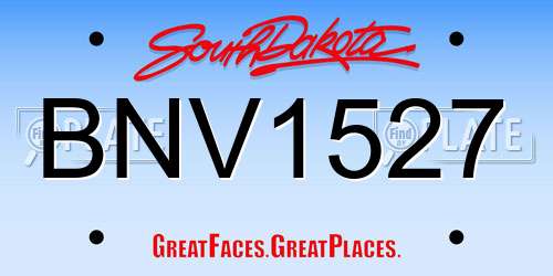 BNV1527 South Dakota License Plate
