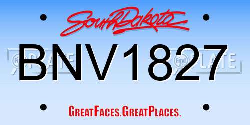 BNV1827 South Dakota License Plate