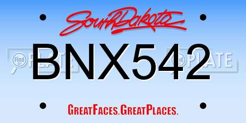 BNX542 South Dakota License Plate