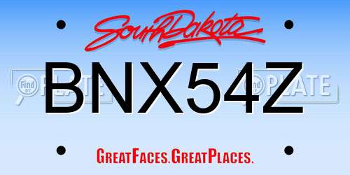 BNX54Z South Dakota License Plate