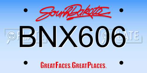 BNX606 South Dakota License Plate