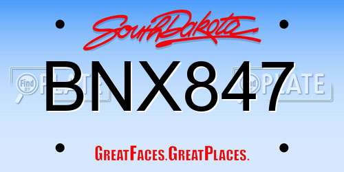 BNX847 South Dakota License Plate