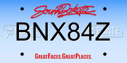 BNX84Z South Dakota License Plate