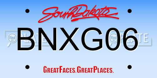 BNXG06 South Dakota License Plate