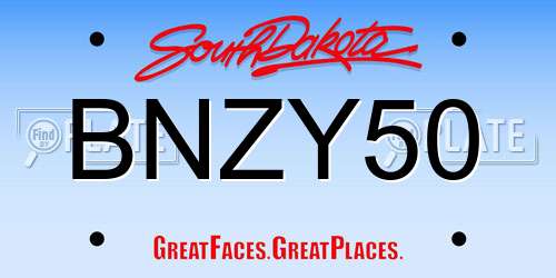 BNZY50 South Dakota License Plate