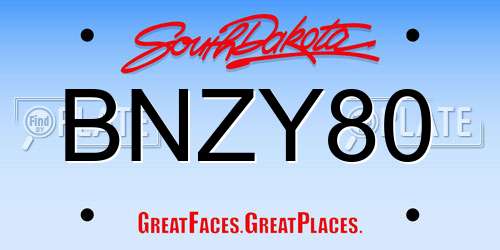 BNZY80 South Dakota License Plate