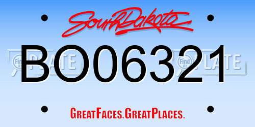 BO06321 South Dakota License Plate