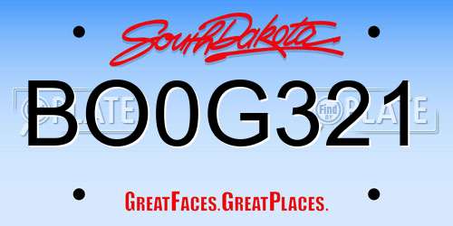 BO0G321 South Dakota License Plate