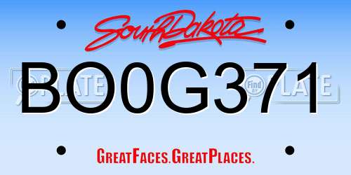 BO0G371 South Dakota License Plate