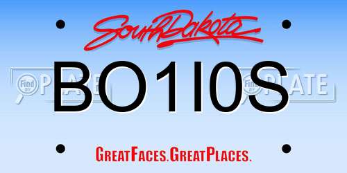 BO1I0S South Dakota License Plate
