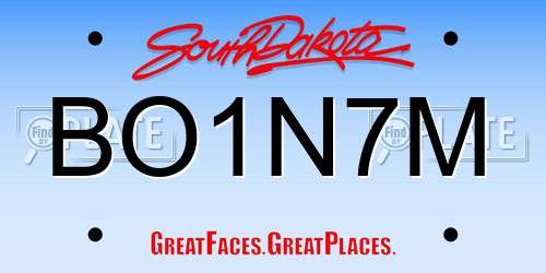 BO1N7M South Dakota License Plate