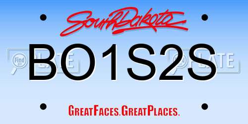 BO1S2S South Dakota License Plate