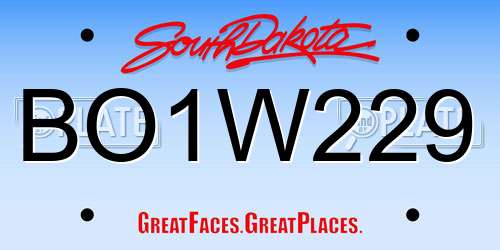 BO1W229 South Dakota License Plate