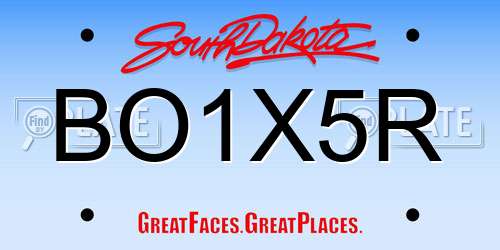BO1X5R South Dakota License Plate