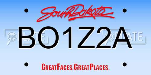 BO1Z2A South Dakota License Plate