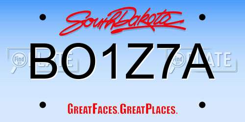 BO1Z7A South Dakota License Plate